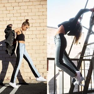 Revice | Ex-Boyfriend High Rise Jeans Harlow Wash Two Tone Blue Black Raw Hem 25